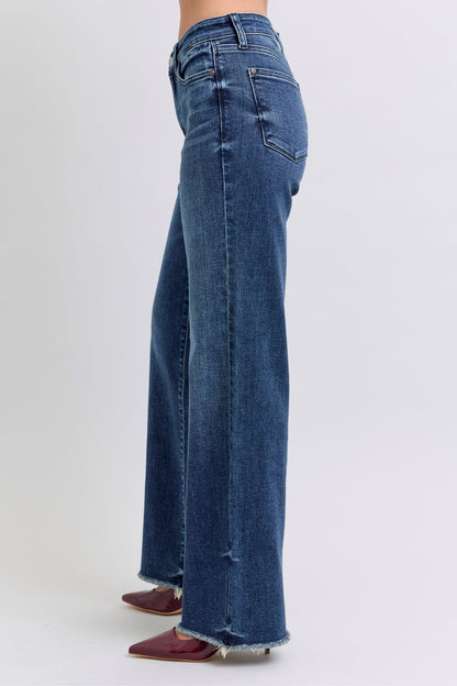Judy Blue Mid Rise Wide Leg with Tint Denim Jeans 82640