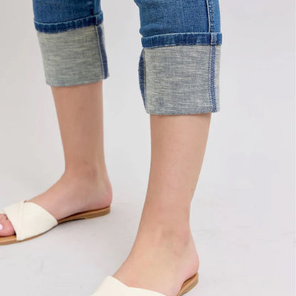 Judy Blue High Waist Tummy Control Back Shield Pockets & Cuff Capri Jeans #78114