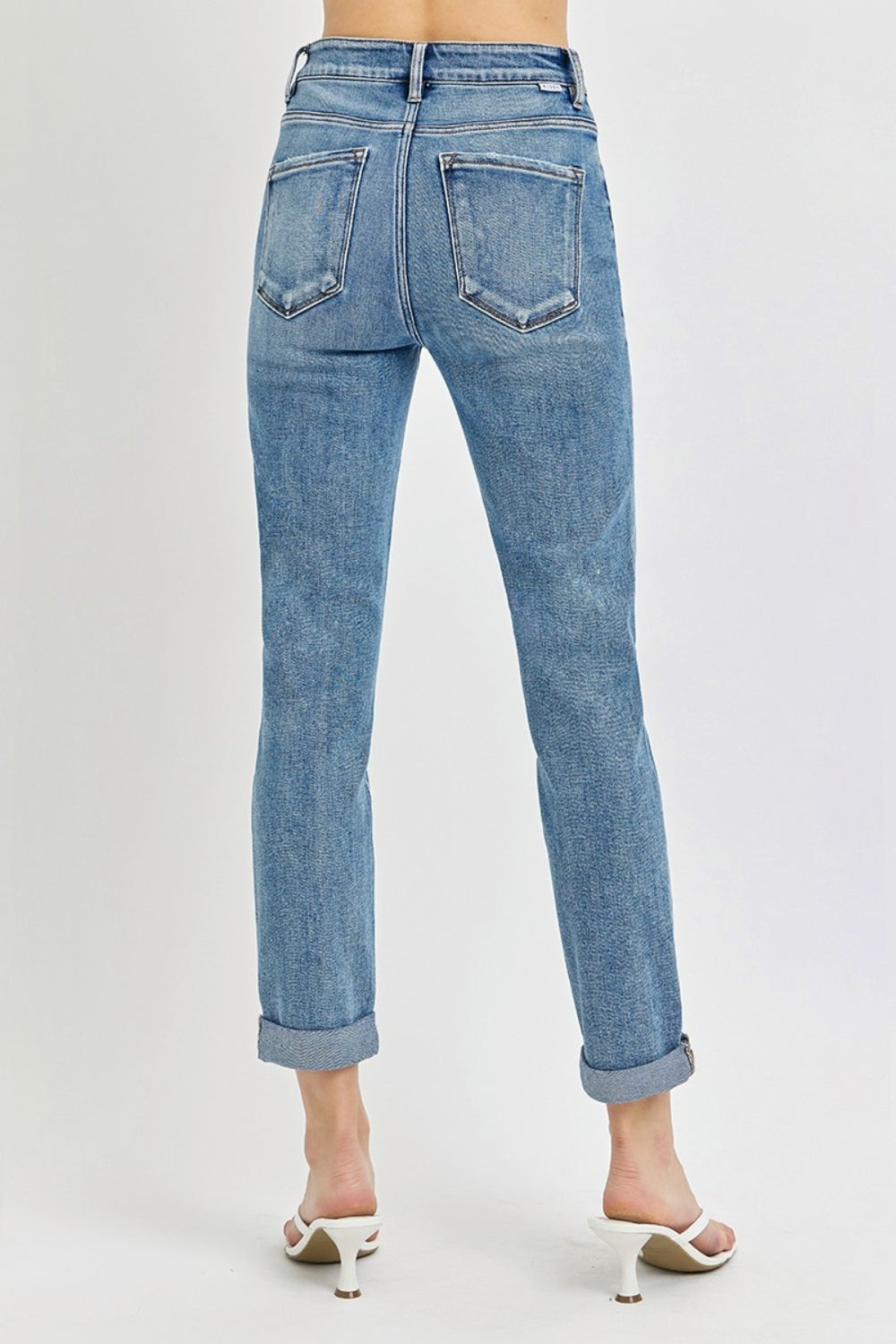 Risen High Rise Ankle Skinny Roll Up Jeans RDP5772