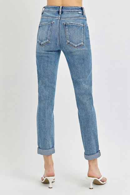 Risen High Rise Ankle Skinny Roll Up Jeans RDP5772