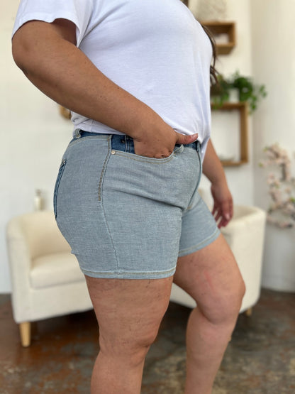 Judy Blue High Waist Color Block Denim Shorts #15256