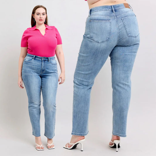 Judy Blue Plus High Waist 90's Straight Leg Jeans 82397