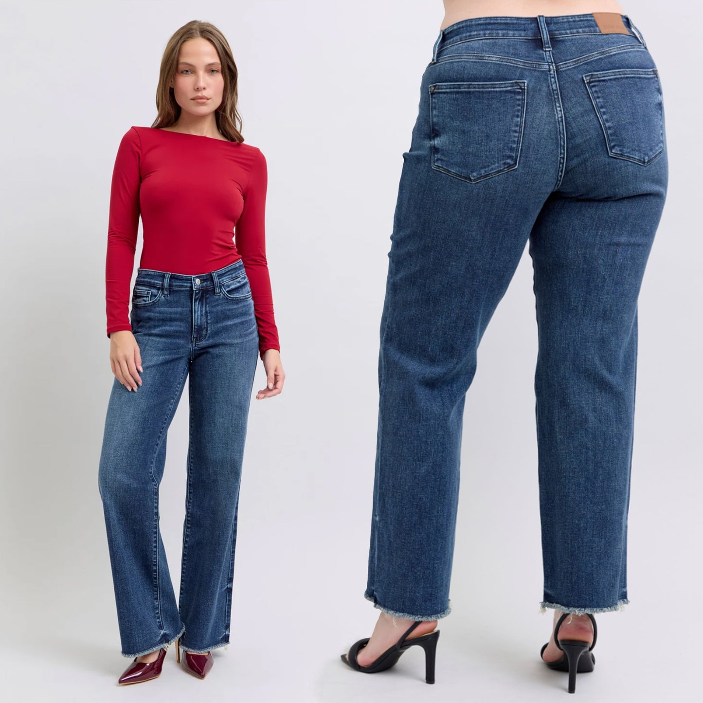 Judy Blue Mid Rise Wide Leg with Tint Denim Jeans 82640
