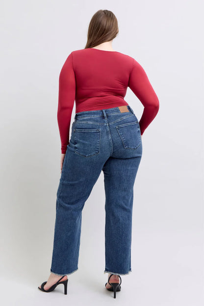 Judy Blue Mid Rise Wide Leg with Tint Denim Jeans 82640