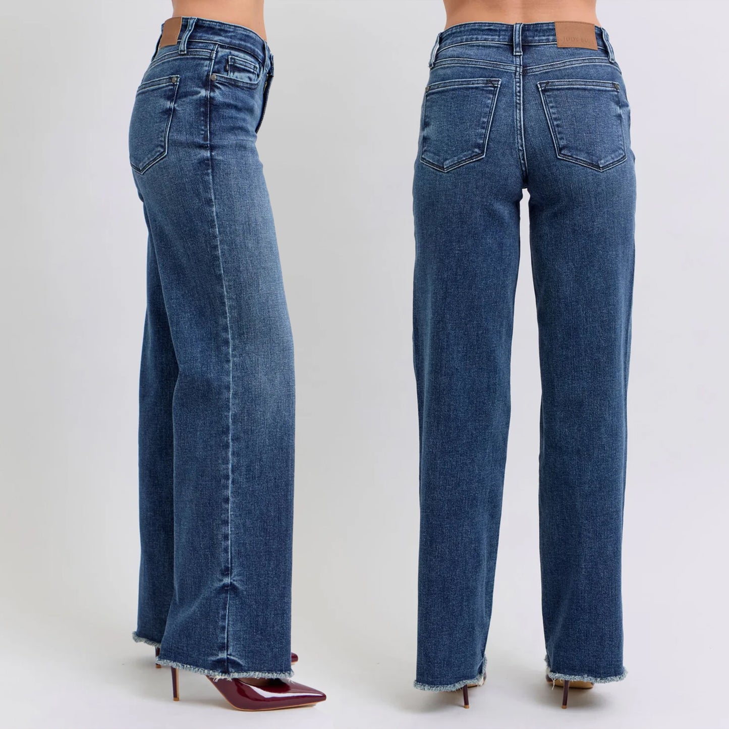 Judy Blue Mid Rise Wide Leg with Tint Denim Jeans 82640