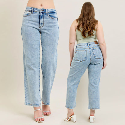 Judy Blue High Waist Stone Wash Straight Jeans 82653