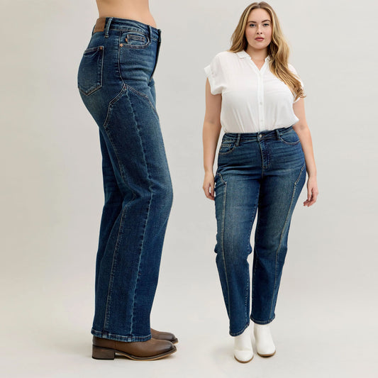 Judy Blue Mid Rise Straight Western Seam Detail Jeans 881039
