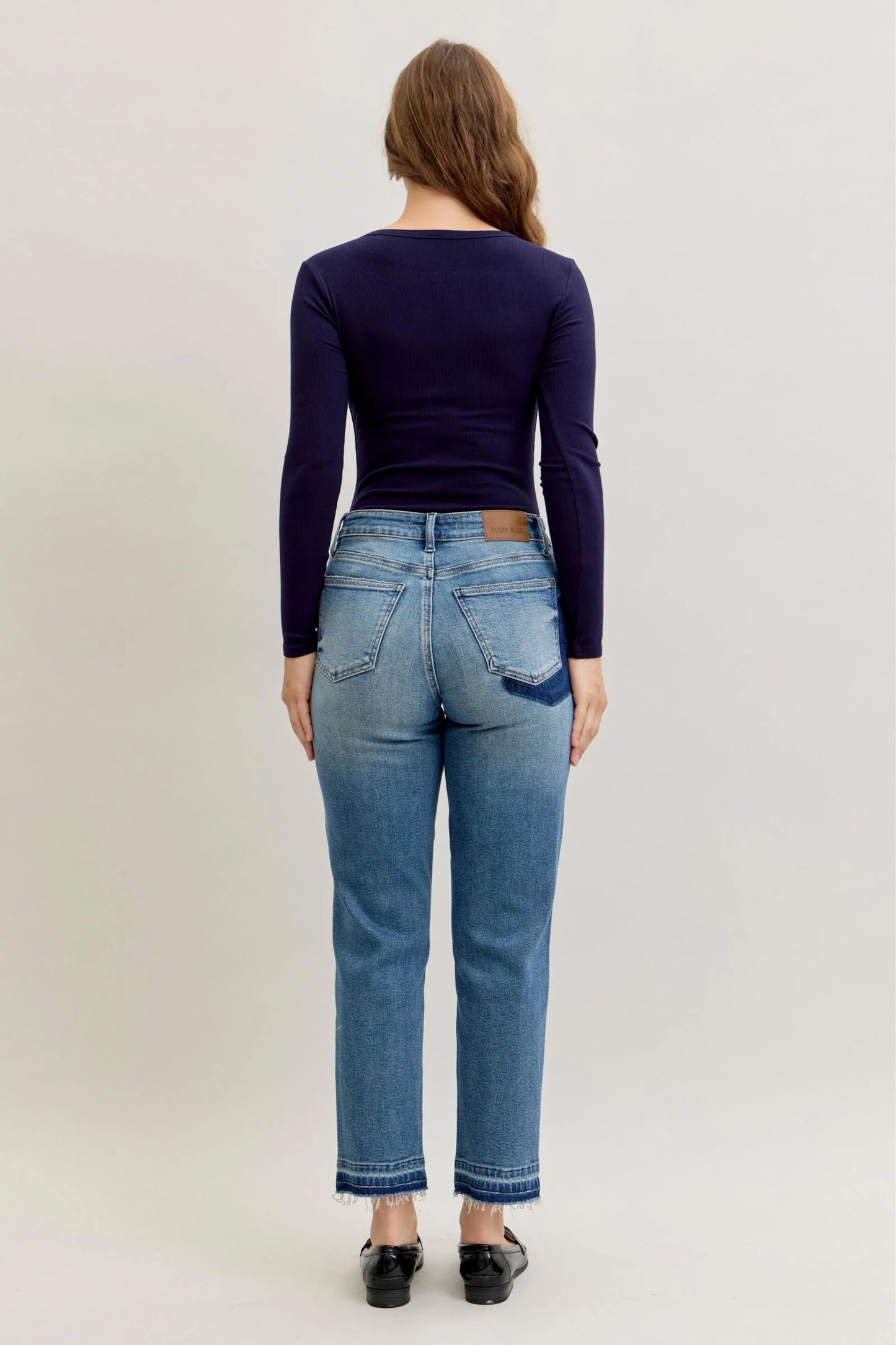 Judy Blue MR Patch & Repair Destroy Release Hem Boyfriend Denim Jeans 881045