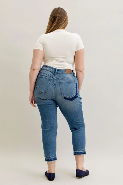 Judy Blue MR Patch & Repair Destroy Release Hem Boyfriend Denim Jeans 881045