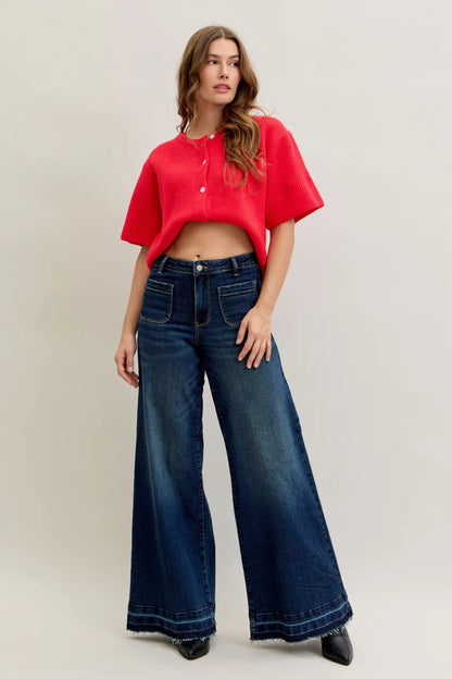 Judy Blue High Waist Front Patch Pockets Palazzo Denim Jeans 881046