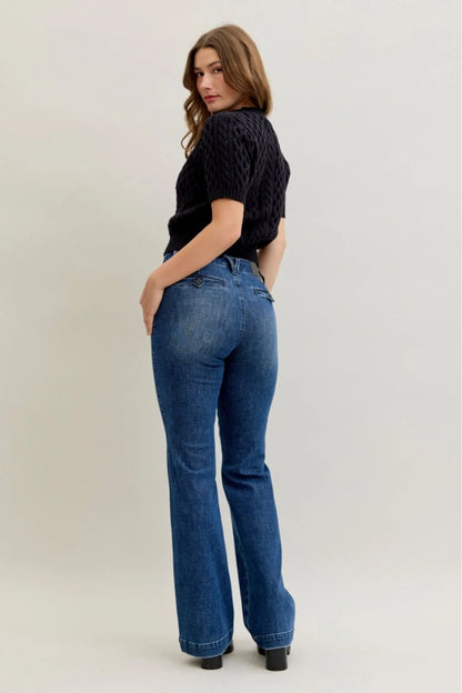 Judy Blue MR Tummy Control Trouser Welt Pockets Bootcut Denim Jeans 881052