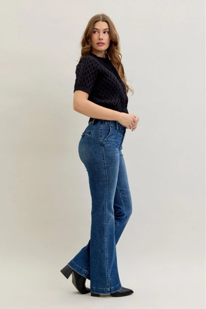 Judy Blue MR Tummy Control Trouser Welt Pockets Bootcut Denim Jeans 881052