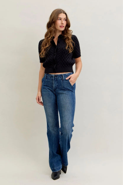 Judy Blue MR Tummy Control Trouser Welt Pockets Bootcut Denim Jeans 881052