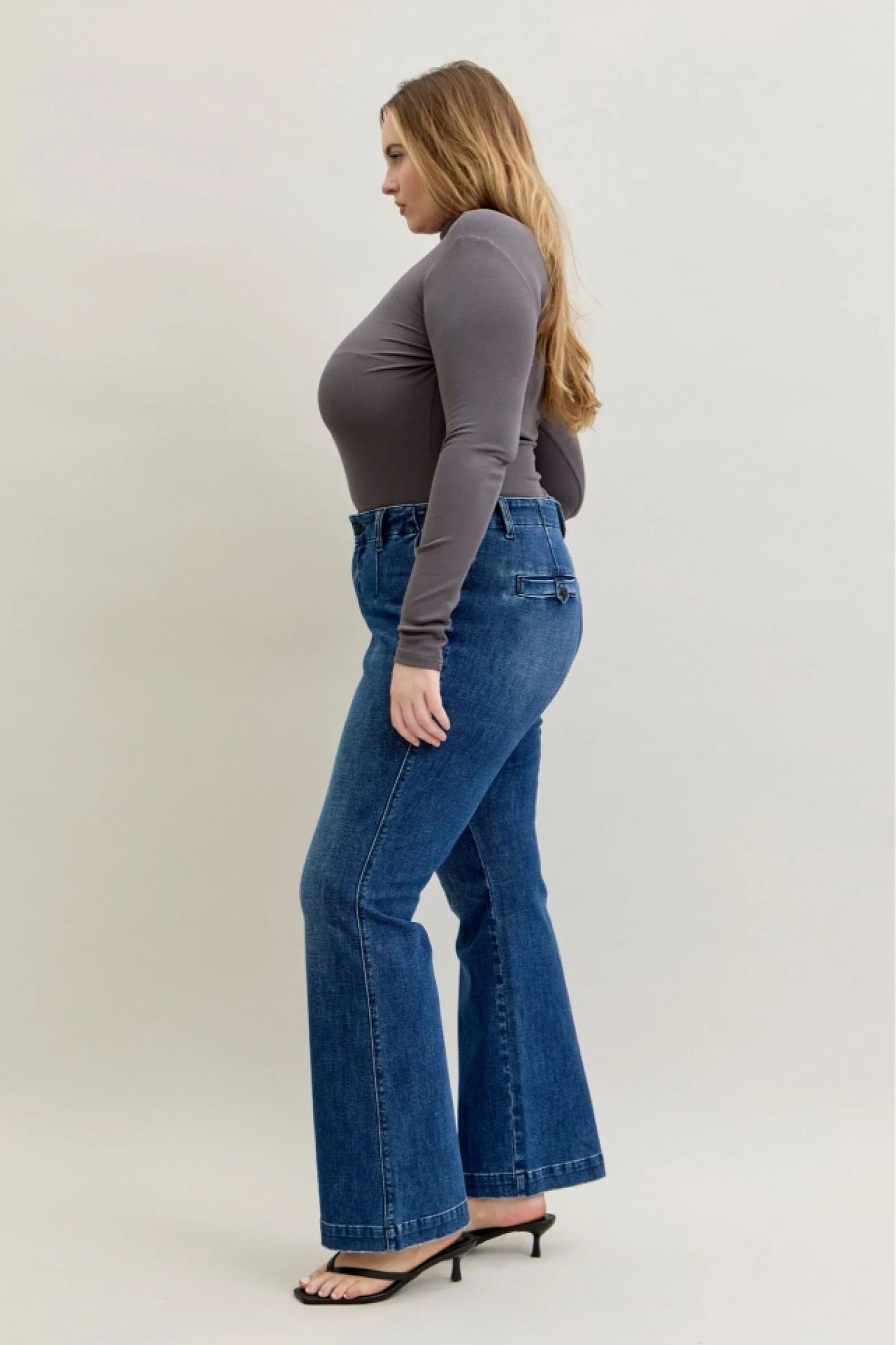 Judy Blue MR Tummy Control Trouser Welt Pockets Bootcut Denim Jeans 881052