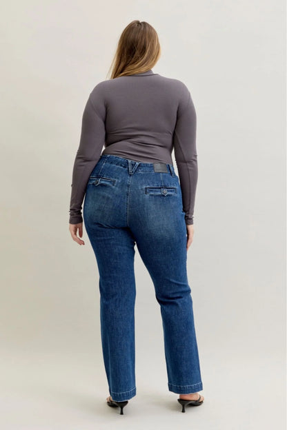 Judy Blue MR Tummy Control Trouser Welt Pockets Bootcut Denim Jeans 881052