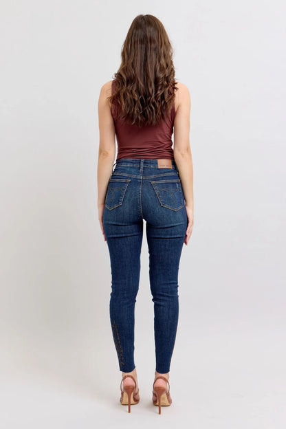 Judy Blue Mid Rise Western Embroidery Detail Skinny Jeans #88269