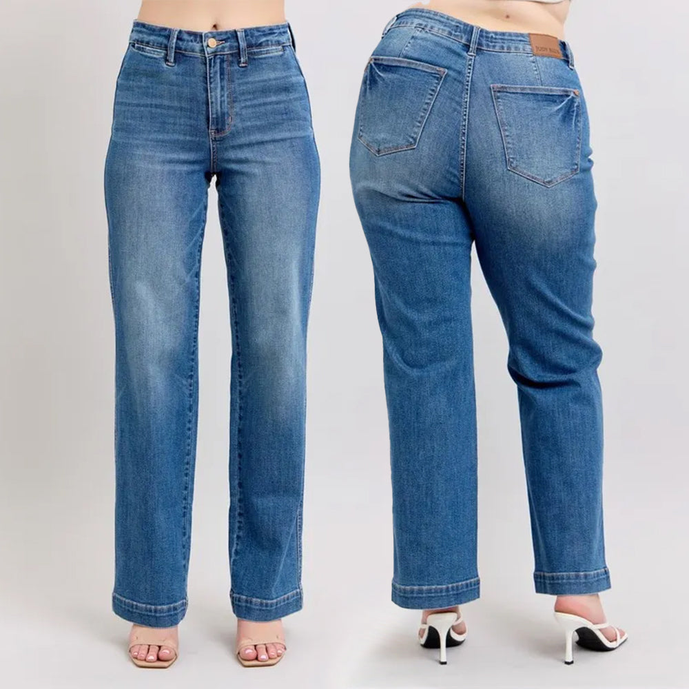 Judy Blue High Waist Contrast Thread Straight Leg Jeans #88596