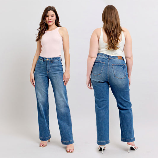 Judy Blue High Waist Contrast Thread Straight Leg Jeans #88596
