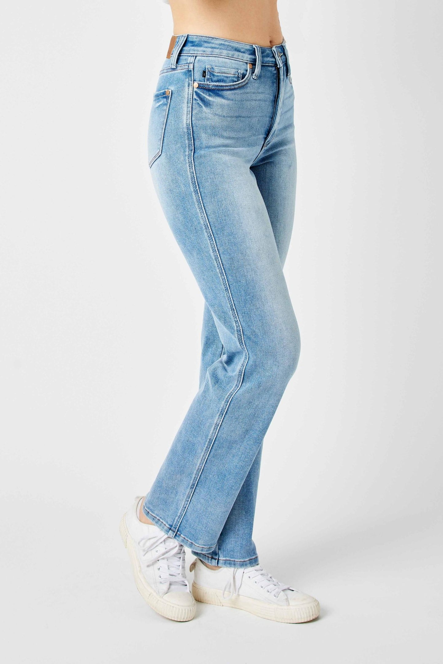 Judy Blue HW Tummy Control Contrast Wash Straight Leg Jeans 88794