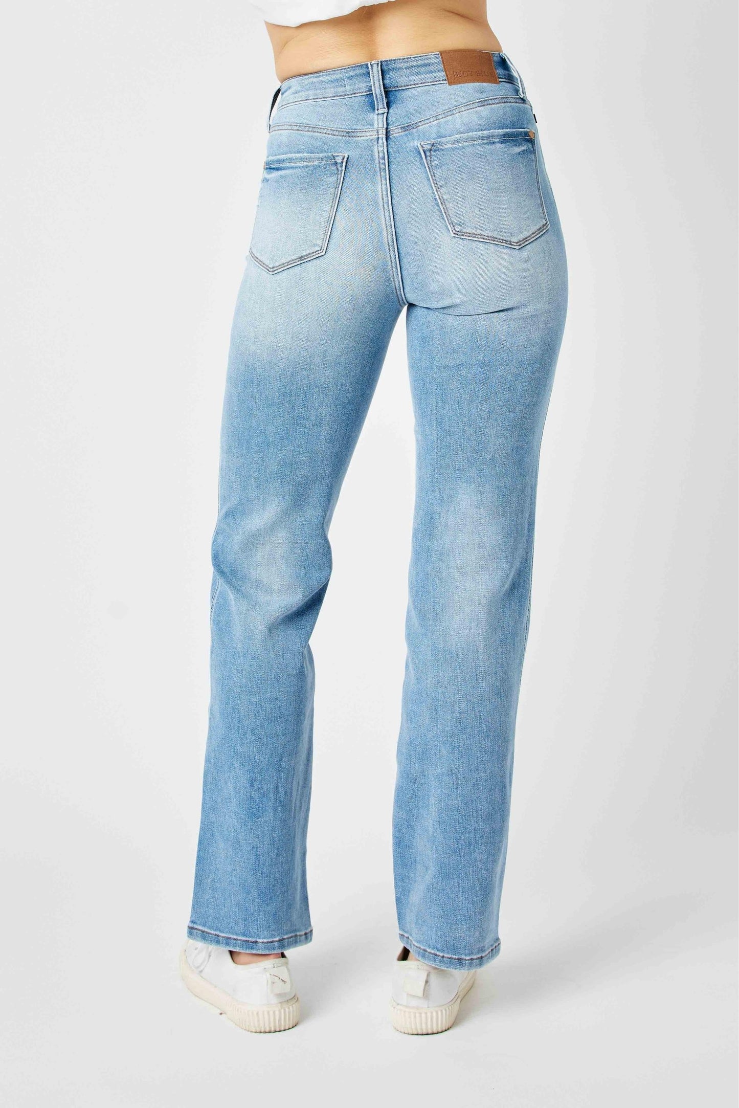 Judy Blue HW Tummy Control Contrast Wash Straight Leg Jeans 88794