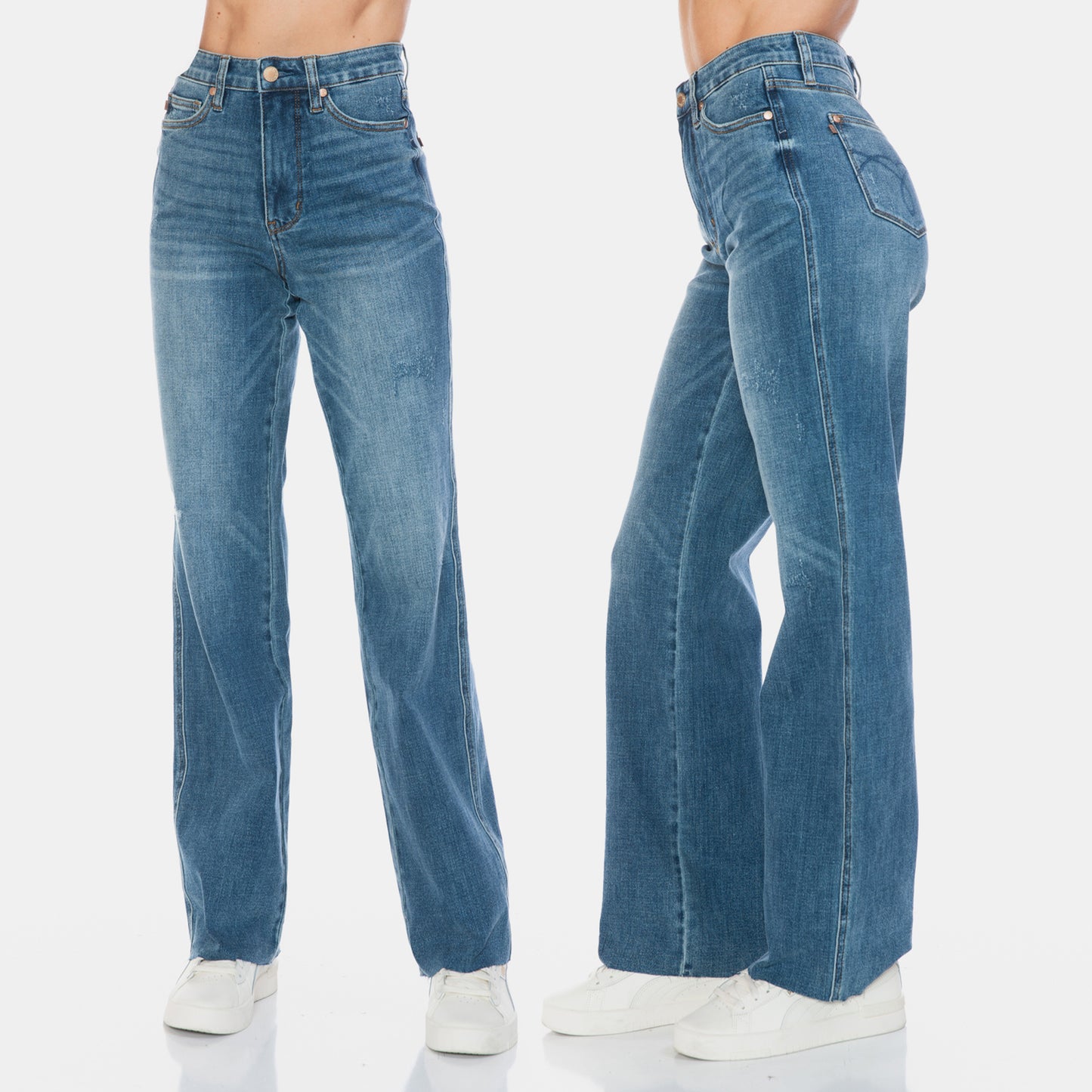 Judy Blue High Waist Tummy Control Cut Raw Hem Straight Jeans 88848