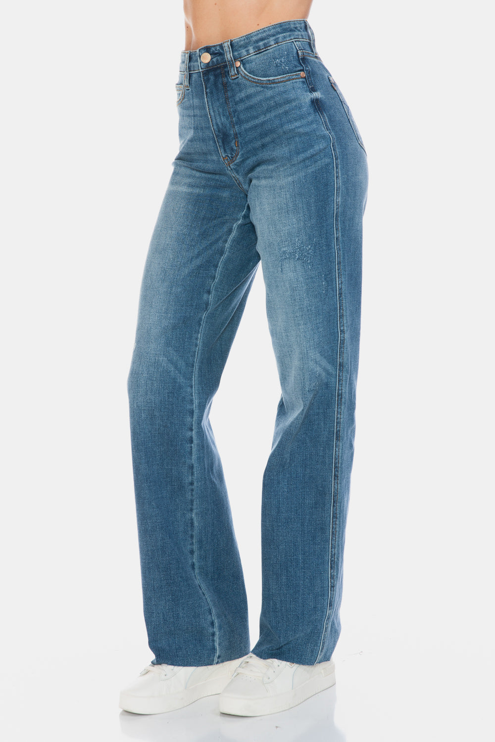 Judy Blue High Waist Tummy Control Cut Raw Hem Straight Jeans 88848