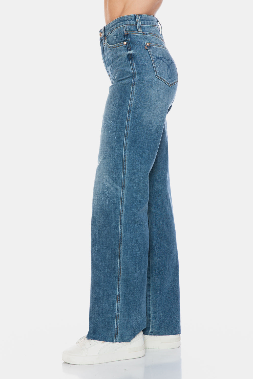 Judy Blue High Waist Tummy Control Cut Raw Hem Straight Jeans 88848