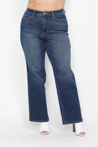 Judy Blue High Waist Tummy Control Classic Straight Leg Denim Jeans 88869