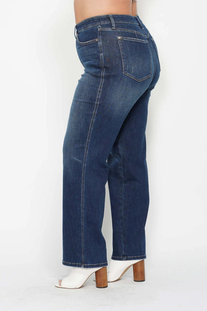 Judy Blue High Waist Tummy Control Classic Straight Leg Denim Jeans 88869