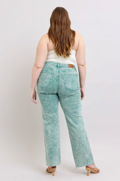 Judy Blue High Waist Garment Dyed Raw Hem Dad Jeans 88966