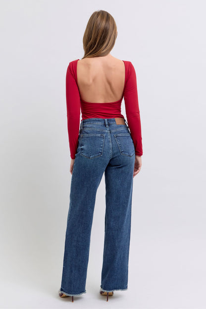 Judy Blue Mid Rise Wide Leg with Tint Denim Jeans 82640