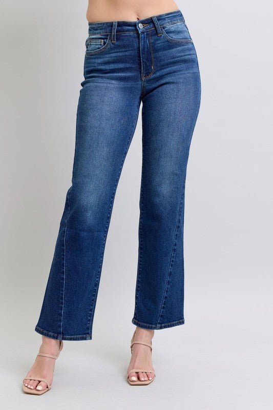 Judy Blue Mid Rise Side Seam Detail Straight Denim Jeans #82629