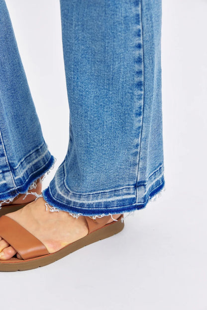 Judy Blue Mid Rise Destroyed Released Hem Bootcut Jeans 88632