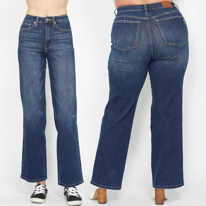 Judy Blue High Waist Tummy Control Classic Straight Leg Denim Jeans 88869