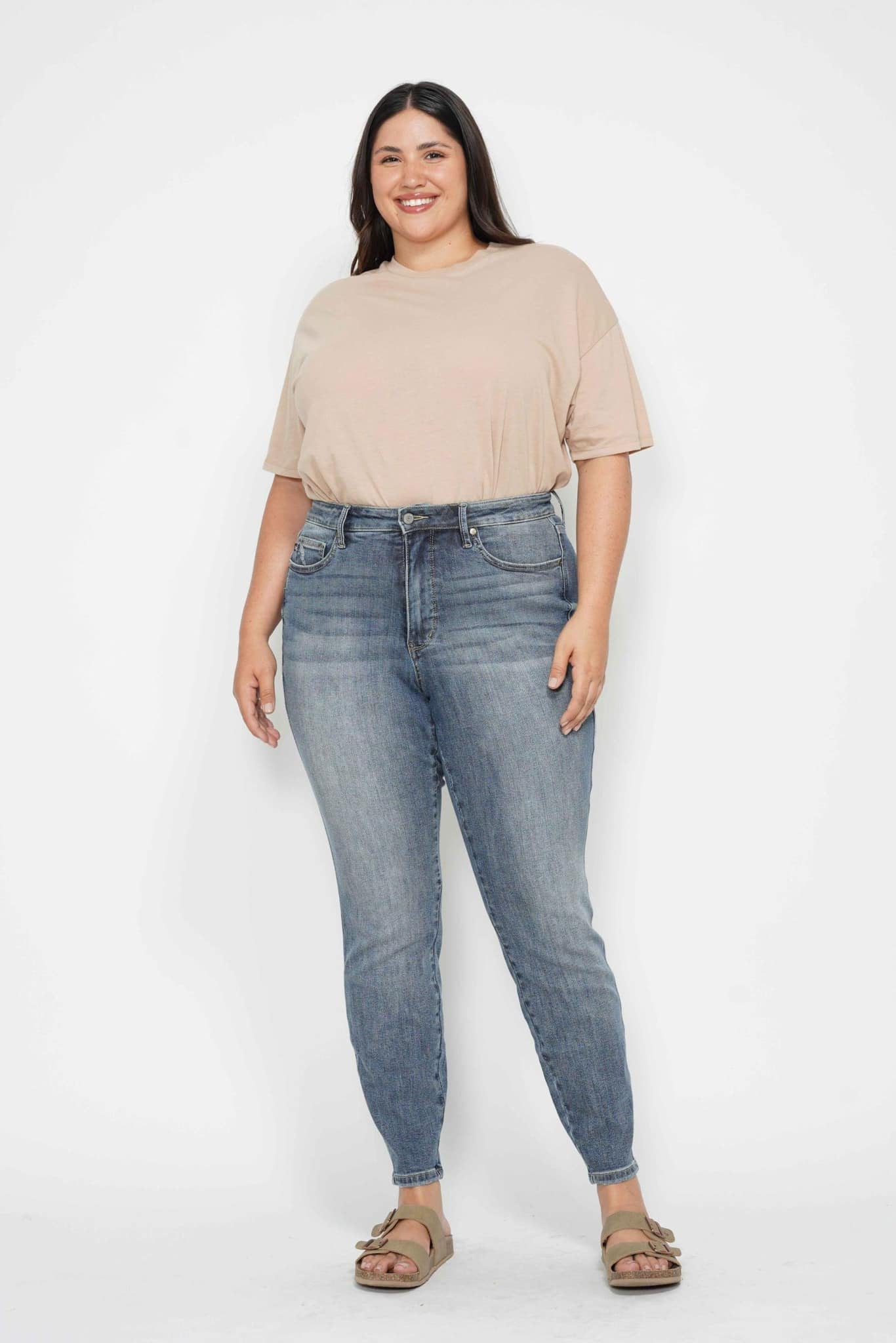 Judy Blue High Waist Tummy Control Contrast Wash Skinny Denim Jeans #88767