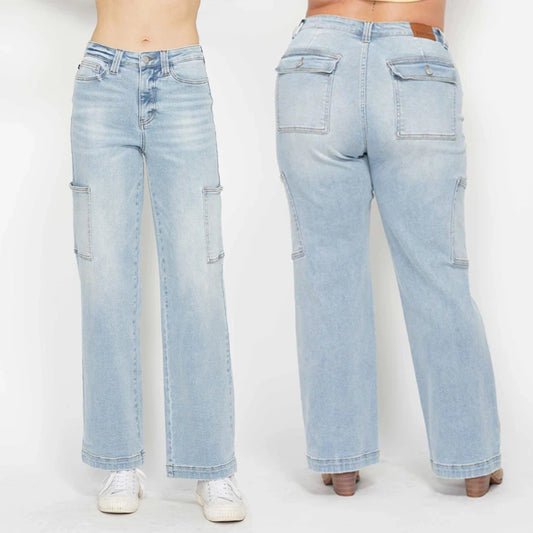 Judy Blue High Waist Cargo Wide Leg Jeans #88924