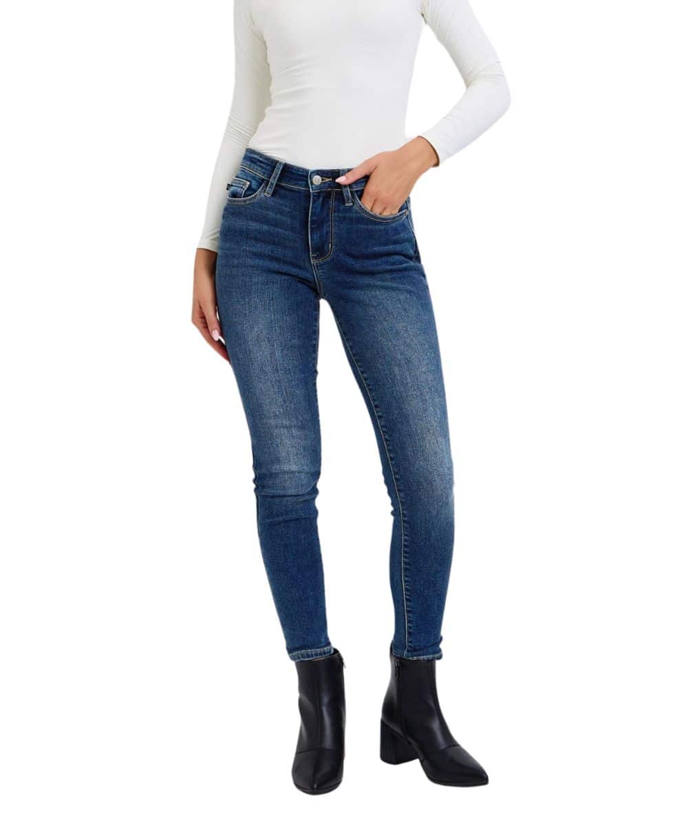 Judy Blue Mid Rise Thermal Skinny Denim Jeans #82639