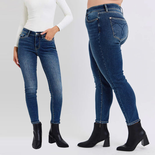 Judy Blue Mid Rise Thermal Skinny Denim Jeans #82639
