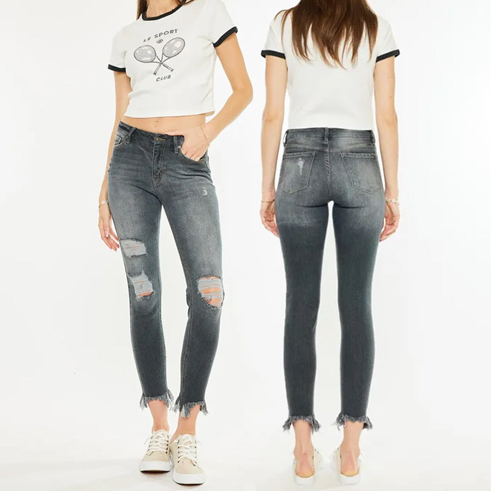 Kancan High Rise Distressed Ankle Skinny Jeans KC7148