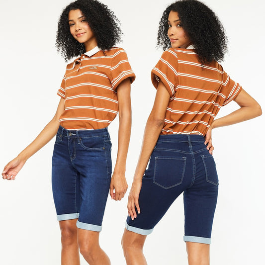 Kancan Mid Rise Bermuda Denim Shorts KC20005