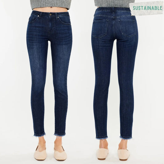 Kancan Mid Rise Slim Fit Raw Hem Ankle Jeans KC11250D