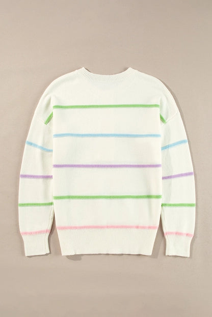 Miriam Stripes Baggy Henley Sweater