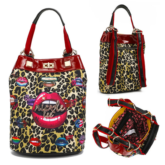Nicole Lee USA Nylon Multifunctional Bucket Backpack Shoulder Bag
