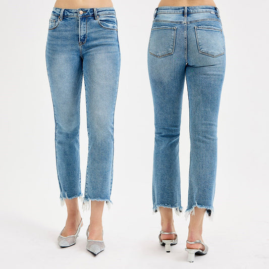RISEN High Rise Crop Straight Slim Jeans PSC21301