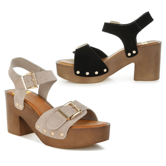 Rag Co Lhasa Real Suede Leather Clog Sandals