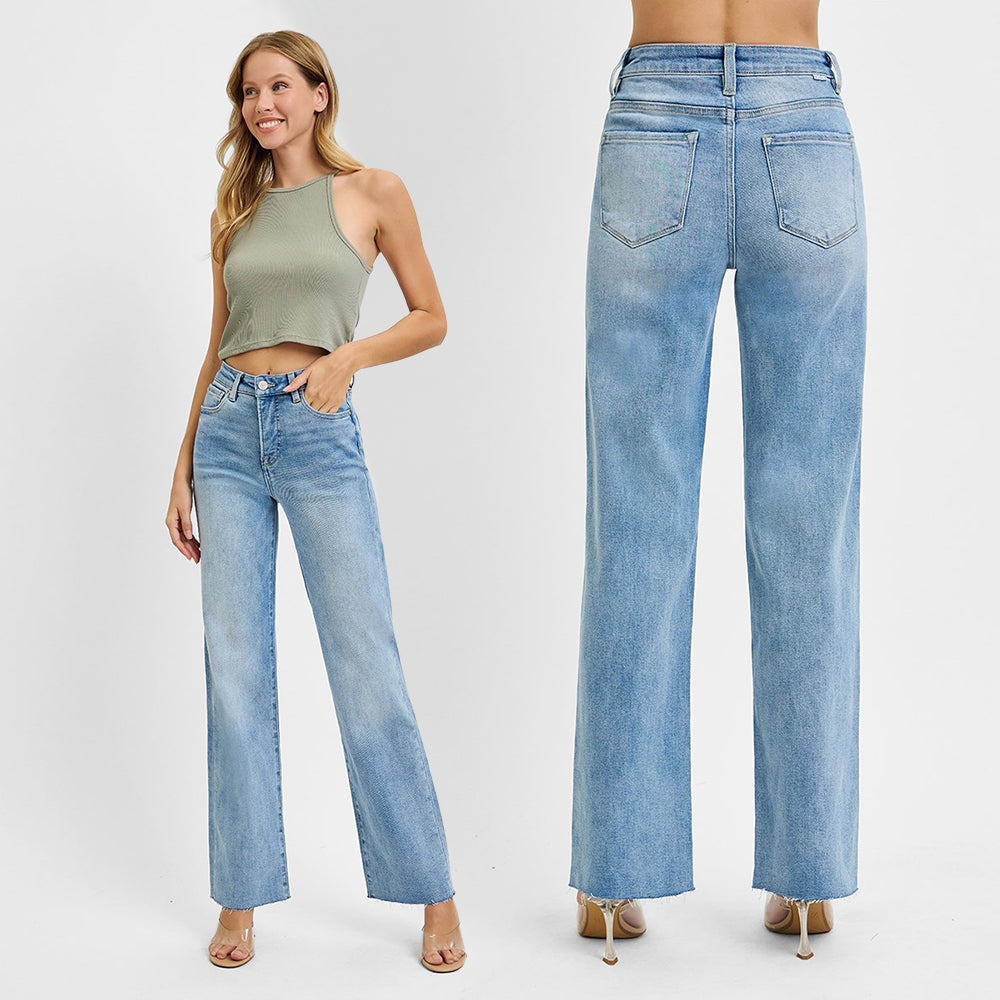 RISEN Tummy Control High Rise Straight Jeans RDP5862