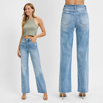 RISEN Tummy Control High Rise Straight Jeans RDP5862
