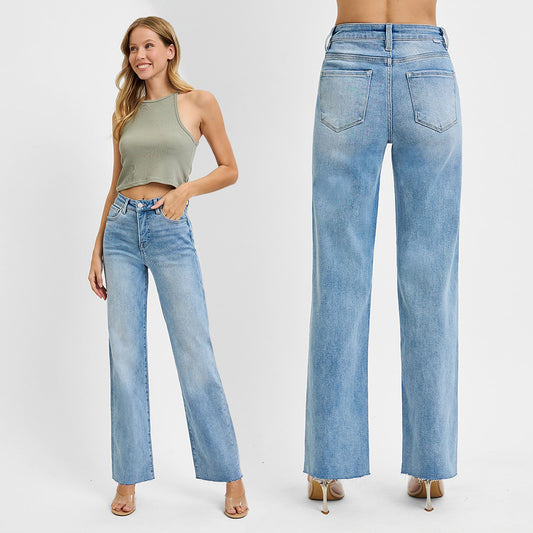 RISEN Tummy Control High Rise Straight Jeans RDP5862