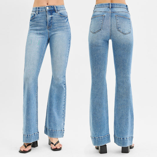RISEN Tummy Control Elastic Band High Rise Flare Jeans RDP5914