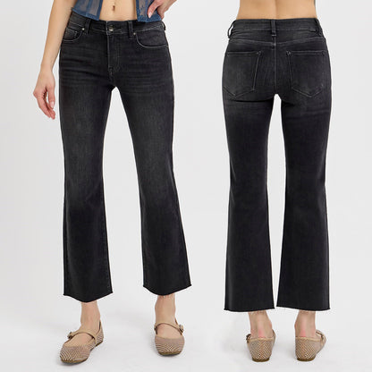RISEN Mid Rise Tummy Control Crop Straight Jeans #RDP5964